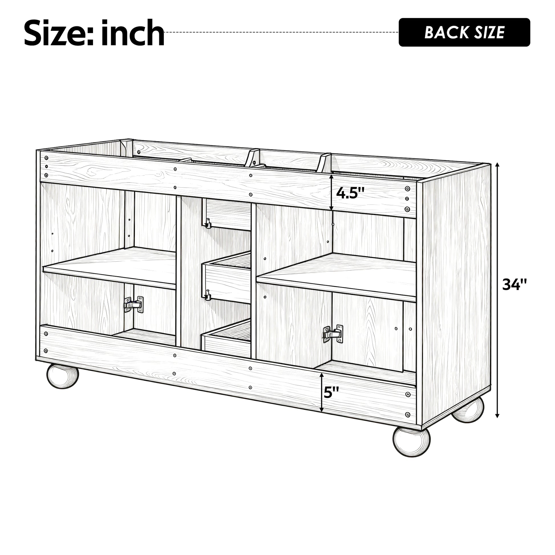 [Cabinet Only] 58.3" Bathroom Vanity Cabinet Only Without Vanity Top, 3 Drawers & 4 Doors, All Soft-Close, Adjustable Shelf, Wood Color image 4