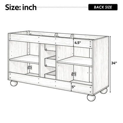 [Cabinet Only] 58.3" Bathroom Vanity Cabinet Only Without Vanity Top, 3 Drawers & 4 Doors, All Soft-Close, Adjustable Shelf, Wood Color image 4