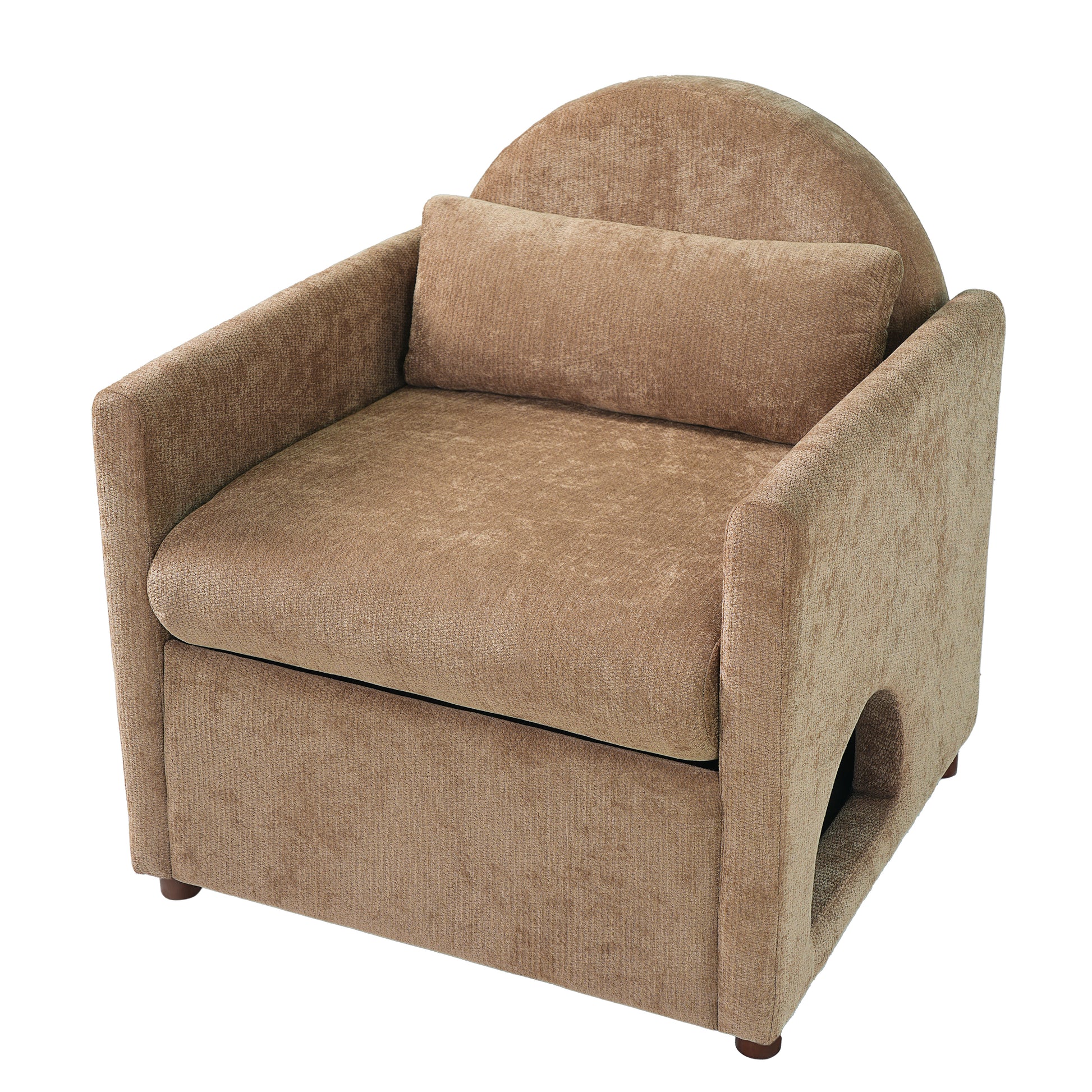 Coffee Pet Friendly Accent Chair with Hidden Pet Nook, Acacia Wood Legs, 220lbs Weight Capacity, Modern Upholstered Armchair for Living Room image 5