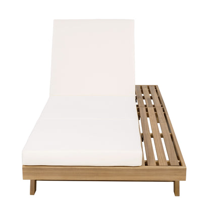 Lounge Chaise Set, Space Available On One Side, Acacia Solid Wood In light brown With Lounge Cushion (Cream & Triple Fold) – Matching Dark Grey Version Available image 10