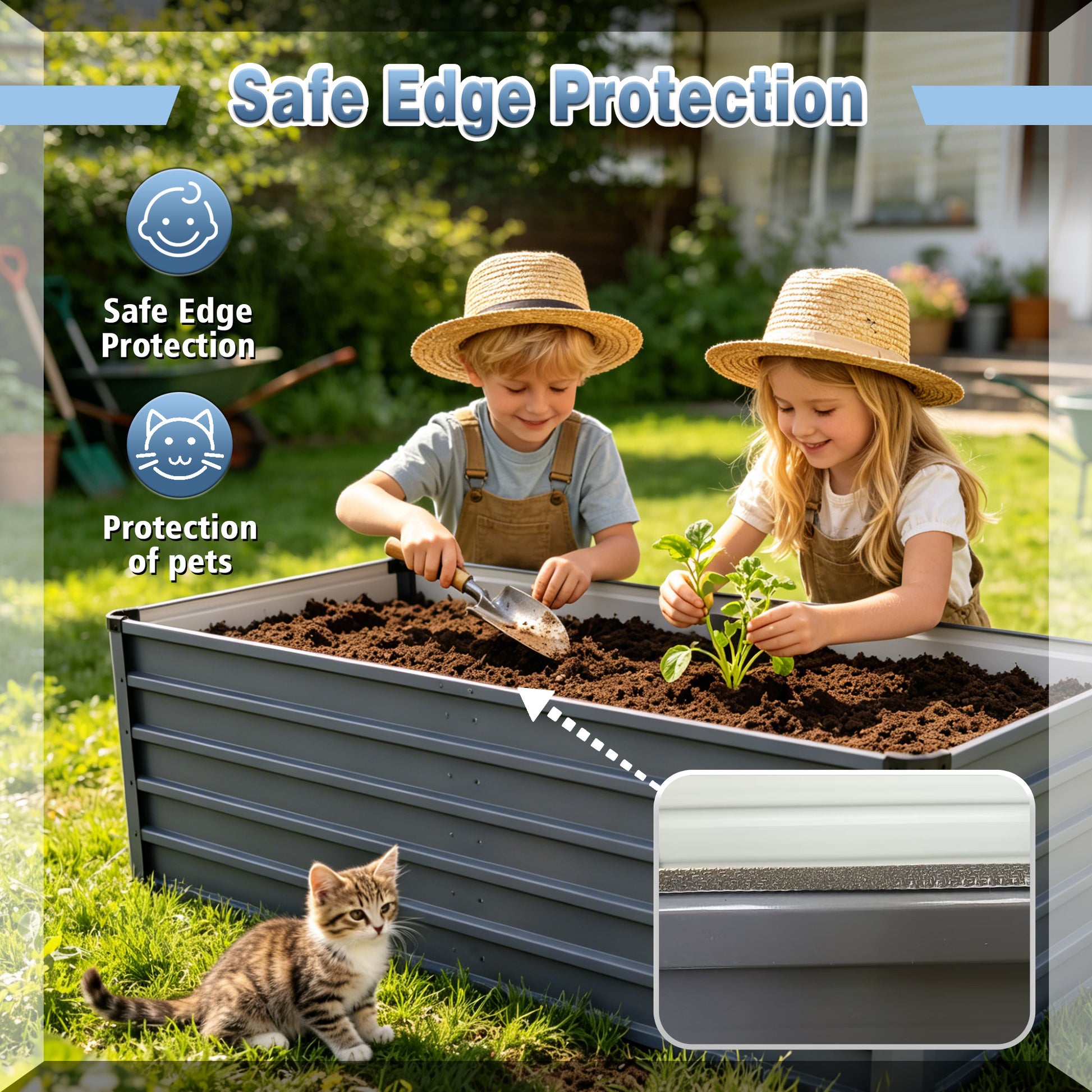 6x3x2ft 2pcs Large Raised Garden Bed Kit, Grey Rectangular Galvanized Metal Outdoor Garden Bed, Planter Raised Garden Boxes Outdoor Garden Beds for Growing Plants, Vegetables and Flowers. image 10