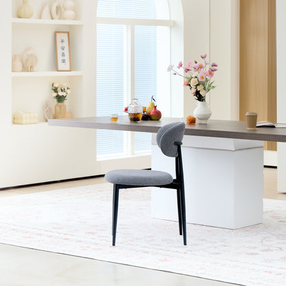 Fabric Dining Chairs, Upholstered Side Chairs with Black Metal Legs, 32.8" H x 19.6" W x 22" D, 19.3" Seat-High, Modern Kitchen Chairs for Dining Room, Living Room-Seat of 2,Black Frame and Grey Seat image 6