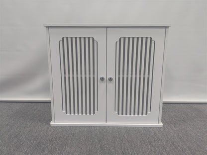 Bathroom wall-mounted cabinet, louvered double-door wall-mounted bathroom storage cabinet, practical medicine cabinet, household wall storage cabinet, white. image 4