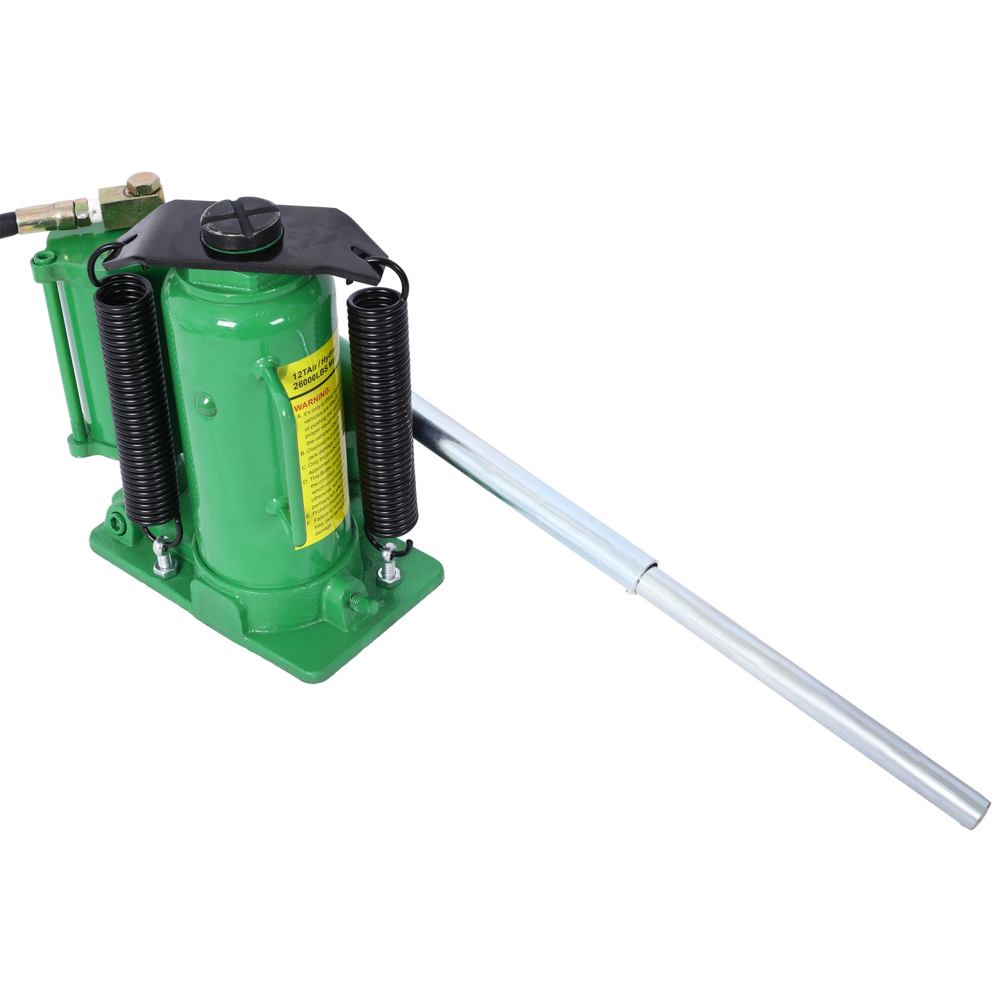 Air Hydraulic Bottle Jack, 12 Ton/24000 LBS All Welded Bottle Jack, 9.8-19.3 inch Lifting Range, Manual Handle and Air Pump, for Car, Pickup, Truck, RV, Auto Repair, Industrial Engineering,Green image 6