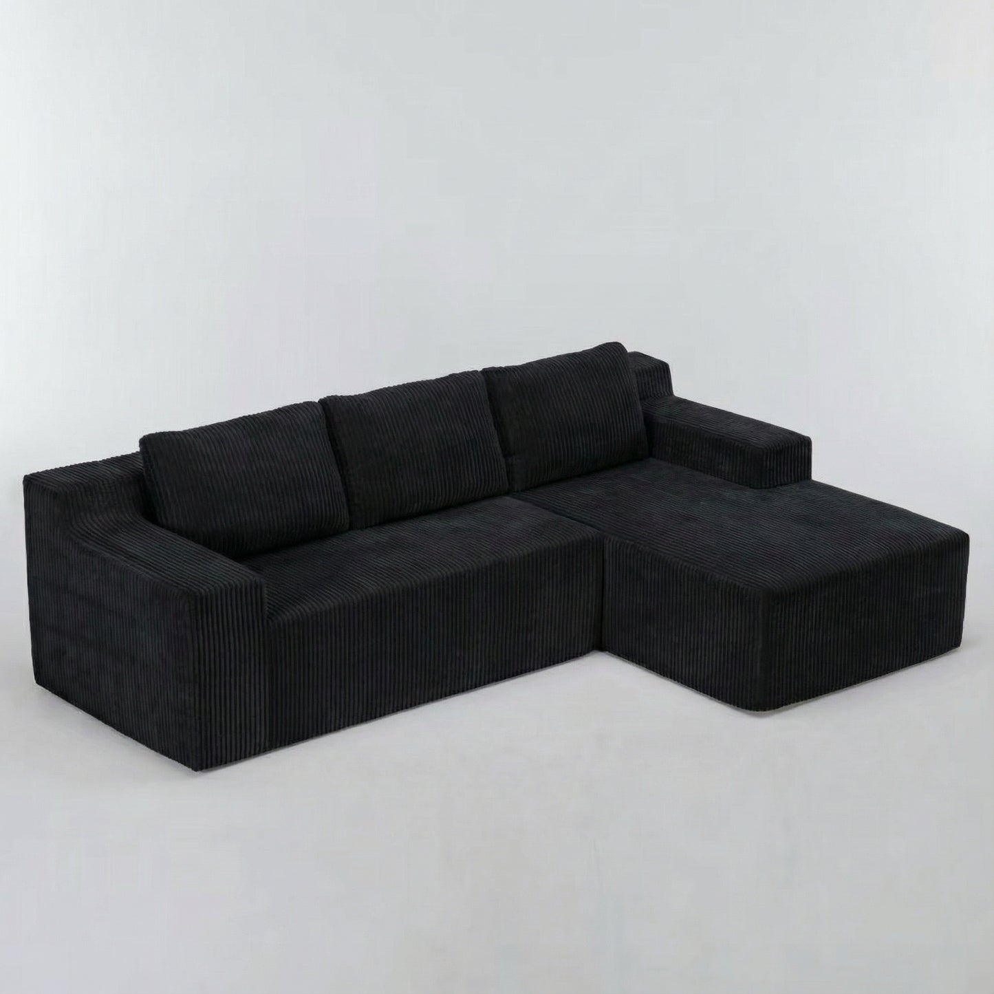 Corduroy Modular L Shaped Sectional Sofa,Luxury Floor Couch Set,Upholstered Indoor Furniture,Foam-Filled Compressed Sofa for Living Room,Bedroom,BLACK image 6