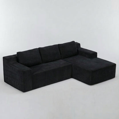 Corduroy Modular L Shaped Sectional Sofa,Luxury Floor Couch Set,Upholstered Indoor Furniture,Foam-Filled Compressed Sofa for Living Room,Bedroom,BLACK image 6