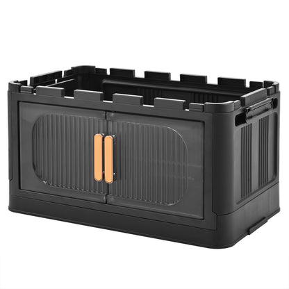 Black,20" Side Wide Folding Storage Cabinet,4 Tiers,19.69"×11.81"×40.55",Collapsible Storage Bins with Magnetic Door, Plastic Storage Cabinet with Wheels image 8
