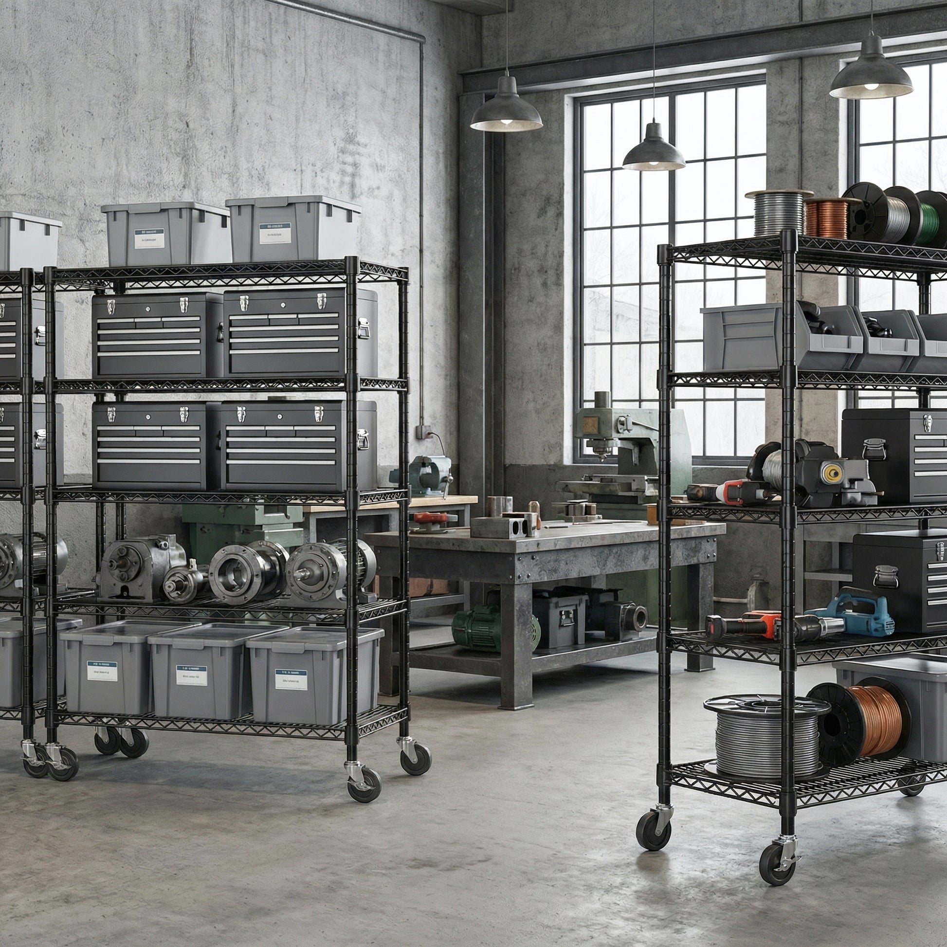 3300 lbs Capacity Industrial Metal Shelving Units, 5 Tier Heavy Duty Easy Assembly Garage Shelving for Commercial, Basement, Pantry, Warehouse, School, Black 23.6" D x 53.2" W x 73.6" H image 4