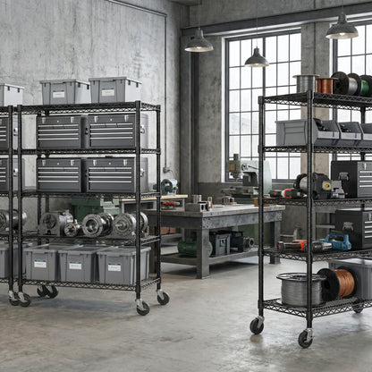3300 lbs Capacity Industrial Metal Shelving Units, 5 Tier Heavy Duty Easy Assembly Garage Shelving for Commercial, Basement, Pantry, Warehouse, School, Black 23.6" D x 53.2" W x 73.6" H image 4