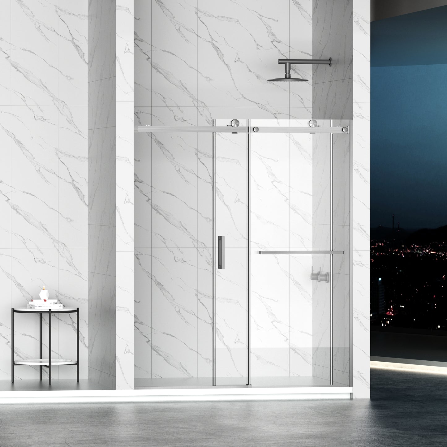 56-60" W × 72" H Frameless Sliding Shower Door,Waterproof Glass Shower Door with Upper Soft Closing System, 5/16" (8mm) Tempered Glass,Double Side Easy Clean Coat,Brushed Nickel image 4