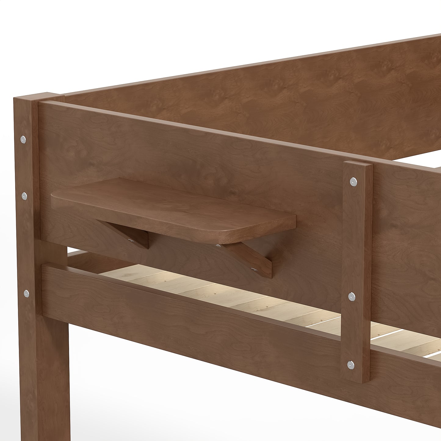 Queen over Queen Bunk Bed with Convenient Tray, Solid Wood Bunk Bed with Storage Shelves and Upgraded Slats,Vintage Brown image 11