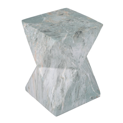18.5"H Modern Geometric MGO Side Table, Hourglass Accent Table with Faux Marble Finish - Weather Resistant End Table for Indoor and Outdoor Use, Living Room, Bedroom & Patio, Green Marble image 8
