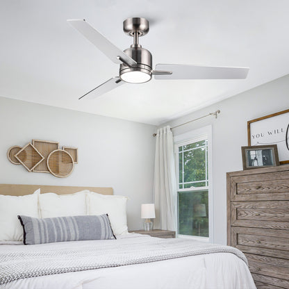 48" Brushed Nickel Lowe Profile Ceiling Fan with Light image 2
