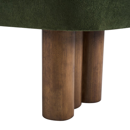 Indoor Green Fabric Dining Bench with Walnut Color Legs, 51.57'L Upholstered Seating for Kitchen, Dining Room and Living Space,250lbs Capacity image 11