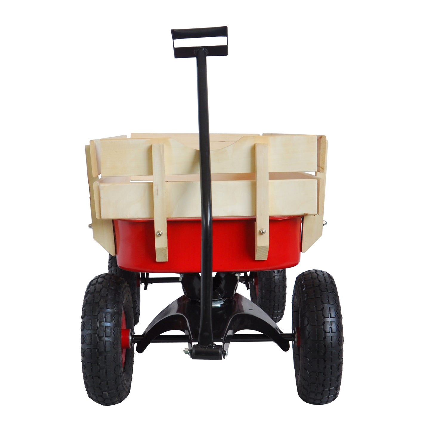 outdoor sport wagon tools cart wooden side panels air tires Wagon (red) image 10