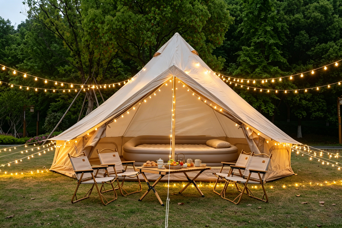 Oxford Bell Tent for Family Camping - Spacious 9.8ft Yurt with Stove Jack, Large Glamping Tents for 3-4 People, 4 Season Oxford Hot Tent Shelter Beige image 1