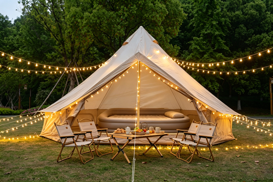 Oxford Bell Tent for Family Camping - Spacious 9.8ft Yurt with Stove Jack, Large Glamping Tents for 3-4 People, 4 Season Oxford Hot Tent Shelter Beige image 1