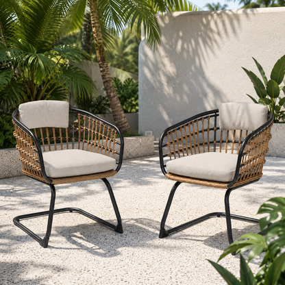 Wicker Dining Chair-SET OF 2 is designed to elevate your patio, balcony, or garden space into a cozy, stylish spot for relaxation and connection. image 2