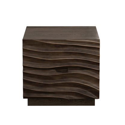 Solid Wood Nightstands, Bedside Table with 2 Drawers, No Handles, Sofa End Table for Living Room, Bedrooms,Brown image 7