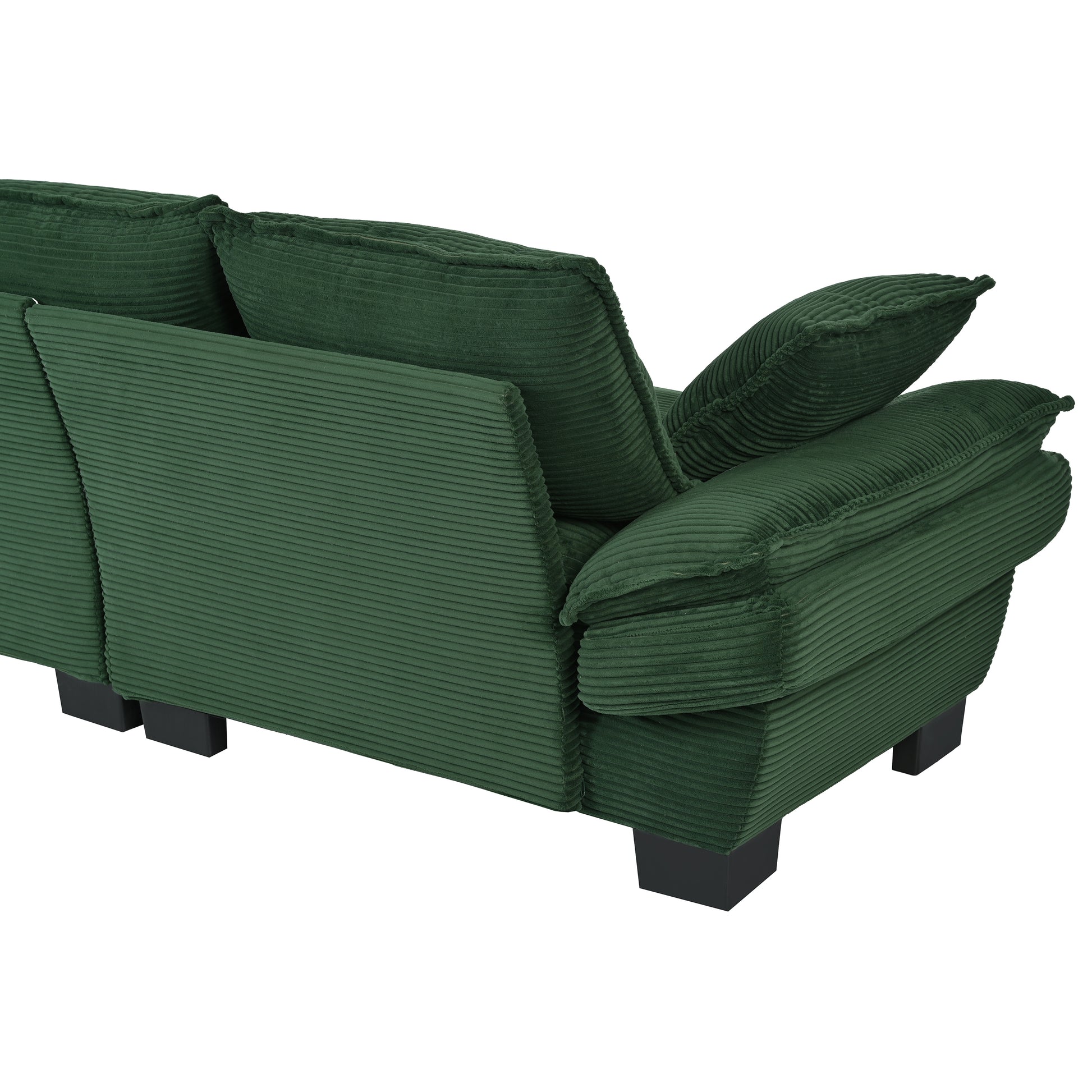 U-Style 85.4" Modern Curved Sofa, Back Upholstered Couch with 2 Decorative Throw Pillows, Corduroy Fabric Couch for Living Room, Bedroom, Apartment image 9