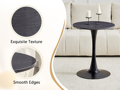 Round Dining Table, 23.6" Circle Tulip Table with Thickened Tabletop & Metal Pedestal, Mid Century Modern Bistro Table for Kitchen, Small Places, Living Room, Cafe (Faux Marble) image 3