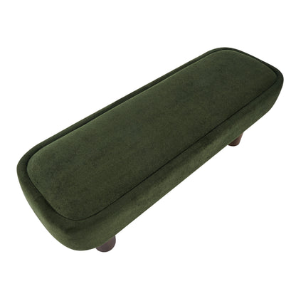 Indoor Green Fabric Dining Bench with Walnut Color Legs, 51.57'L Upholstered Seating for Kitchen, Dining Room and Living Space,250lbs Capacity image 9