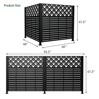 W48'' x H47.3'' x 2 Panels Metal Privacy Screen, Outdoor Privacy Panels, Trash Can Enclosure, Air Conditioner Fence, Pool Equipment Enclosure, Backyard Fencing, Rhombus Black image 3