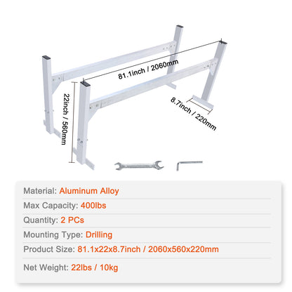 Van Roof Ladder Rack, 2 Bars Aluminum Alloy Roof Ladder Racks, 400 LBS Capacity Rain-Gutter Van Roof Rack, Adjustable Length 51.2" to 81.1", Van Ladder Rack for Van, Cargo, Trailer image 6