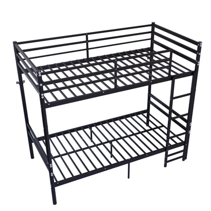 Bunk Bed Twin Over Twin for Kids/Teens/Adults Duty 2 Decker Bed with Flat Ladder, Metal Space Saver Bed with Stairs, Black image 8