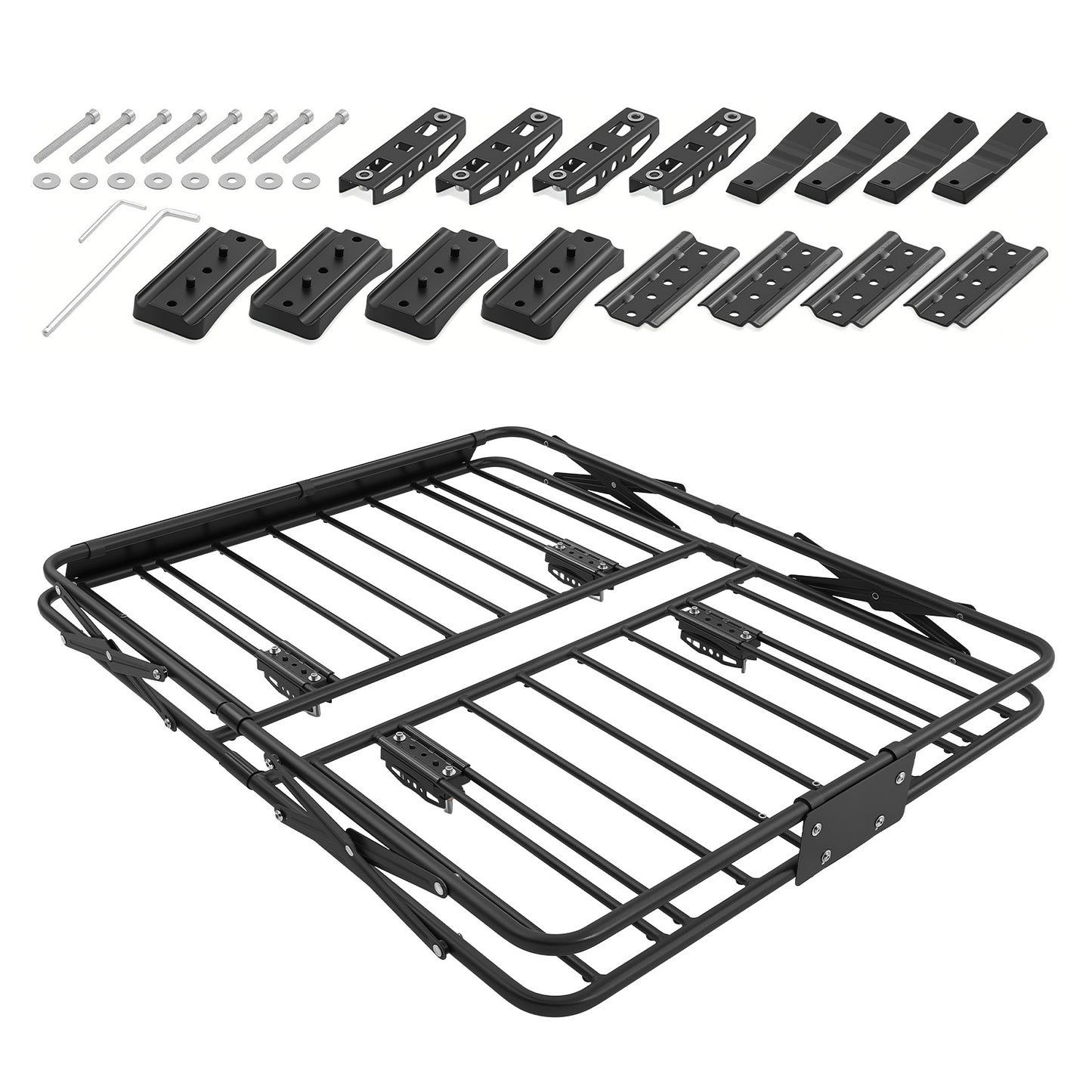 Roof Rack Cargo Basket, 46 x 36 x 4 in, Heavy Duty Roof Top Carrier Basket with Folding Design, 200 lbs Capacity, All-Weather Easy-Install Car Top Luggage Holder, Universal Fit for SUV Truck Car image 1