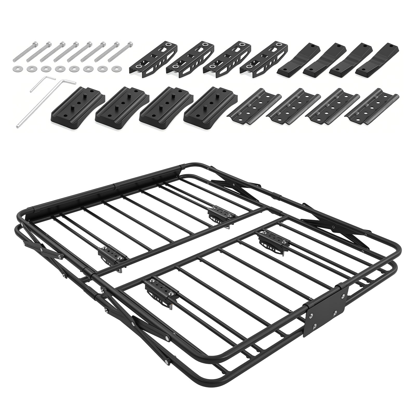 Roof Rack Cargo Basket, 46 x 36 x 4 in, Heavy Duty Roof Top Carrier Basket with Folding Design, 200 lbs Capacity, All-Weather Easy-Install Car Top Luggage Holder, Universal Fit for SUV Truck Car image 1