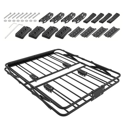 Roof Rack Cargo Basket, 46 x 36 x 4 in, Heavy Duty Roof Top Carrier Basket with Folding Design, 200 lbs Capacity, All-Weather Easy-Install Car Top Luggage Holder, Universal Fit for SUV Truck Car image 1