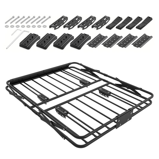 Roof Rack Cargo Basket, 46 x 36 x 4 in, Heavy Duty Roof Top Carrier Basket with Folding Design, 200 lbs Capacity, All-Weather Easy-Install Car Top Luggage Holder, Universal Fit for SUV Truck Car image 1