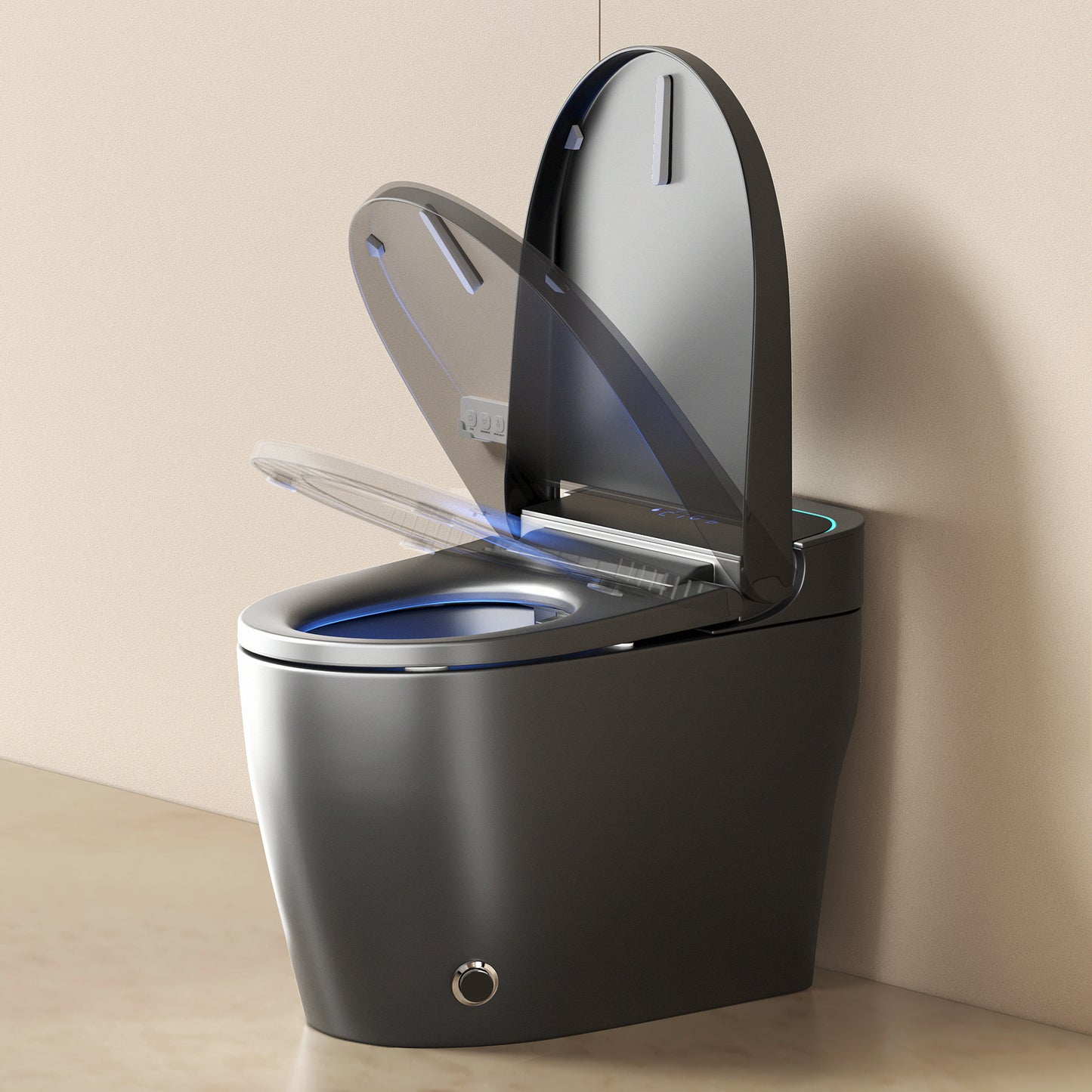 Unique Smart Toile, One Piece Toilet with Bidet Built In,Intelligent Toilet Auto Open/Close Seat. Bidet toilet with Dryer and Warm Water.Gray image 5