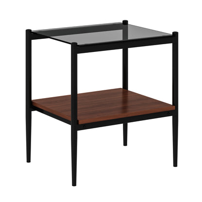Set of 2 Rectangle End Table, Tempered Glass Tabletop with MDF layer, Modern Table for Living Room, Gray Glass image 8