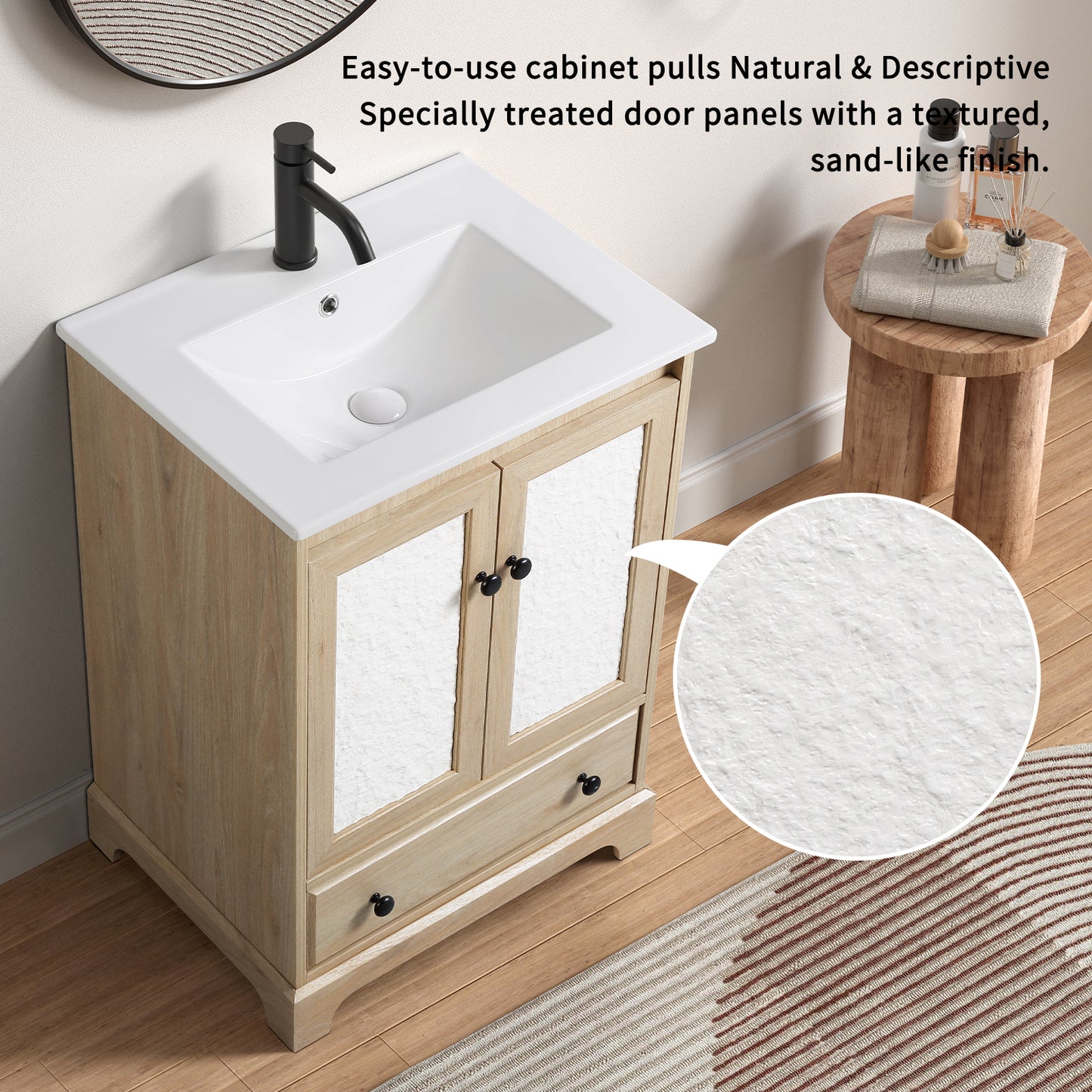 Bathroom Vanity Sink Base Wooden Material Ready-to-Assemble Bathroom Cabinet 24" Width without sink image 6