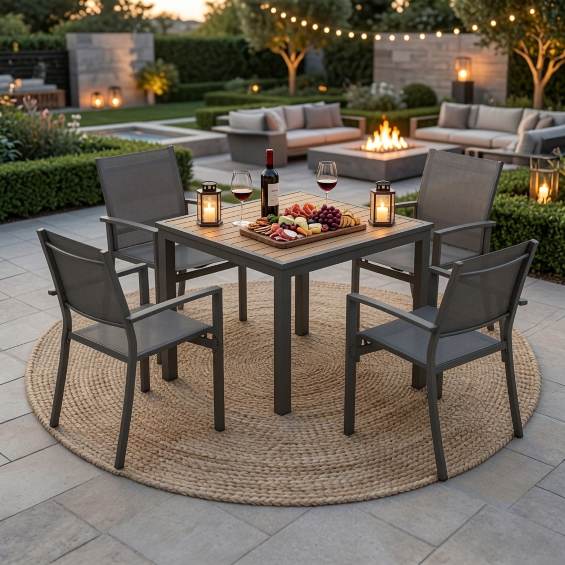 Set of 4, Heavy duty Metal Grey Outdoor Patio Chair – All Weather Textilene image 5