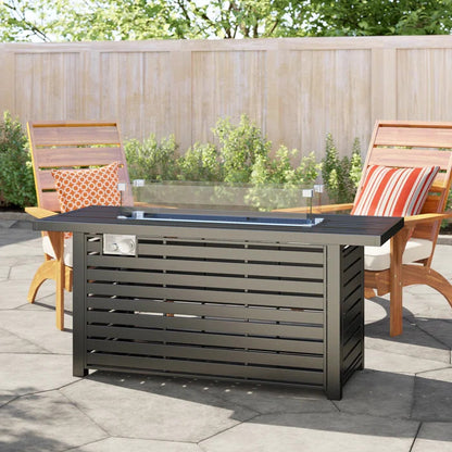 24" Steel Propane Fire Pit Table with Cover image 1