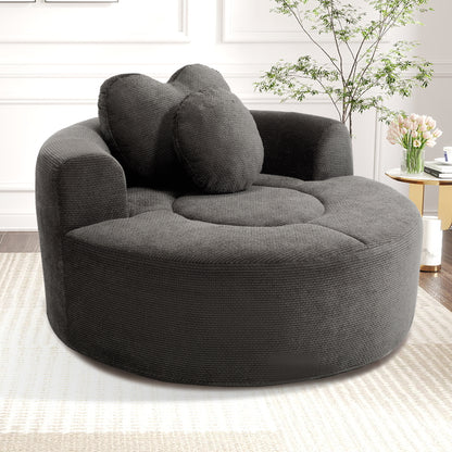 Round Sofa Bed with Memory Foam Sectional Couches for Living Room, Cloud Couch with three pillows, Black+gray image 1