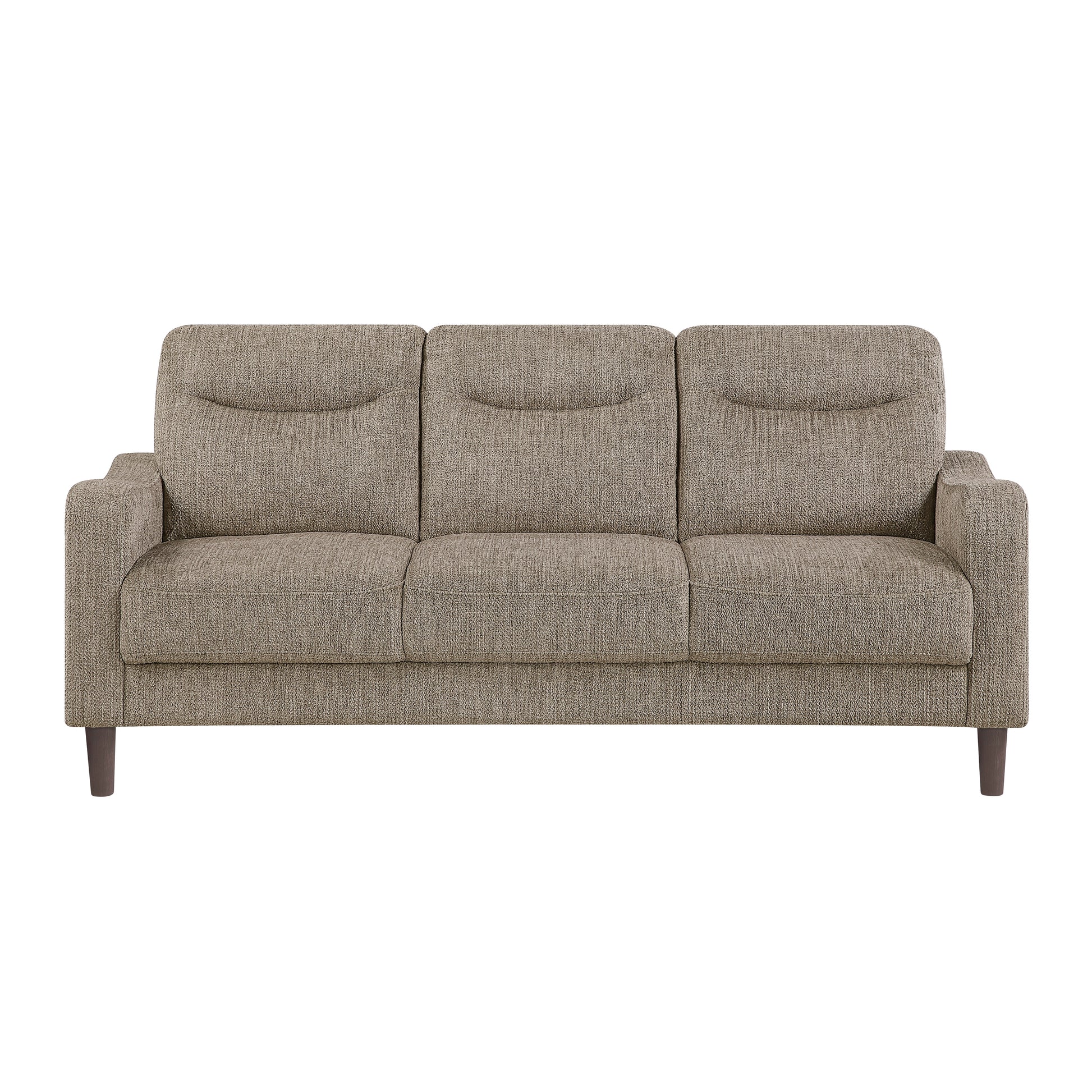 Contemporary Brown Sofa Chenille Fabric Upholstery Foam Comfort Solid Wood Living Room Furniture 1pc image 2
