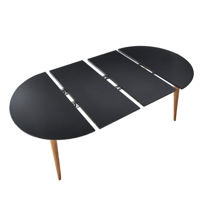 Extensible table,DINING TABLE,OFFICE TABLE,COFFEE TABLE,wood leg,MDF top,100/140/180x100x75cm,black color image 6