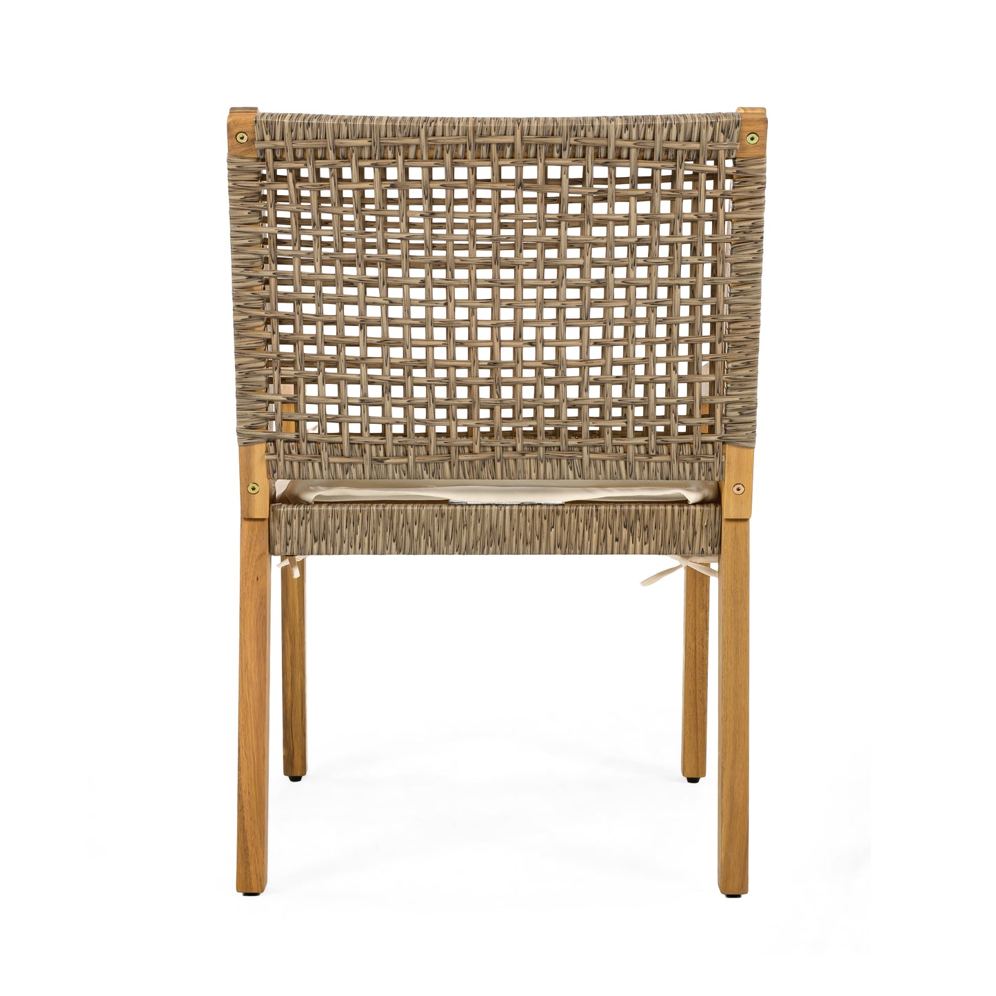 Outdoor Dining Set – Premium Acacia Wood Della Table & Wicker Chairs with Cream Cushion for Comfortable Dining Experience,Suitable for large gatherings(1 Table + 6 Chairs) image 11