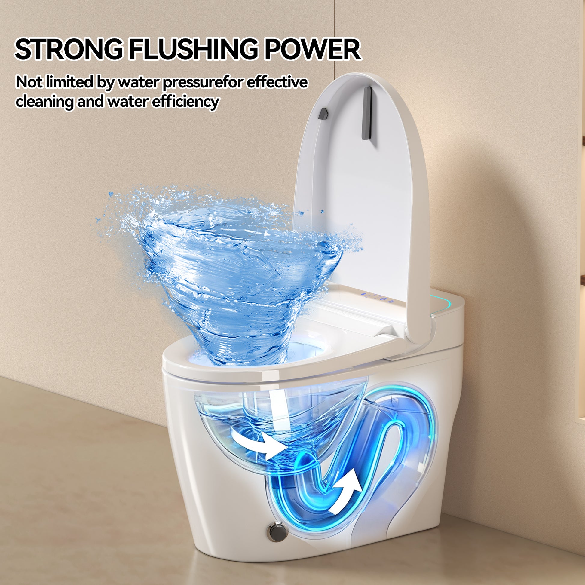 Unique Smart Toile, One Piece Toilet with Bidet Built In,Intelligent Toilet Auto Open/Close Seat. Bidet toilet with Dryer and Warm Water.WHITE image 11