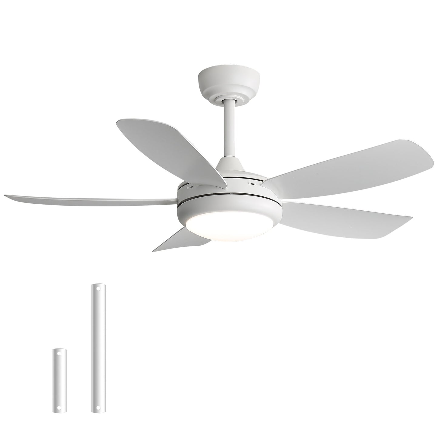 42 inch Ceiling Fans with Lights, Quiet DC Motor, Screw-Free for Blade Installation Reversible Ceiling Fan with Remote Control for Bedroom/Living Room-White image 2