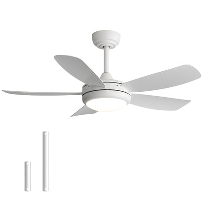 42 inch Ceiling Fans with Lights, Quiet DC Motor, Screw-Free for Blade Installation Reversible Ceiling Fan with Remote Control for Bedroom/Living Room-White image 2