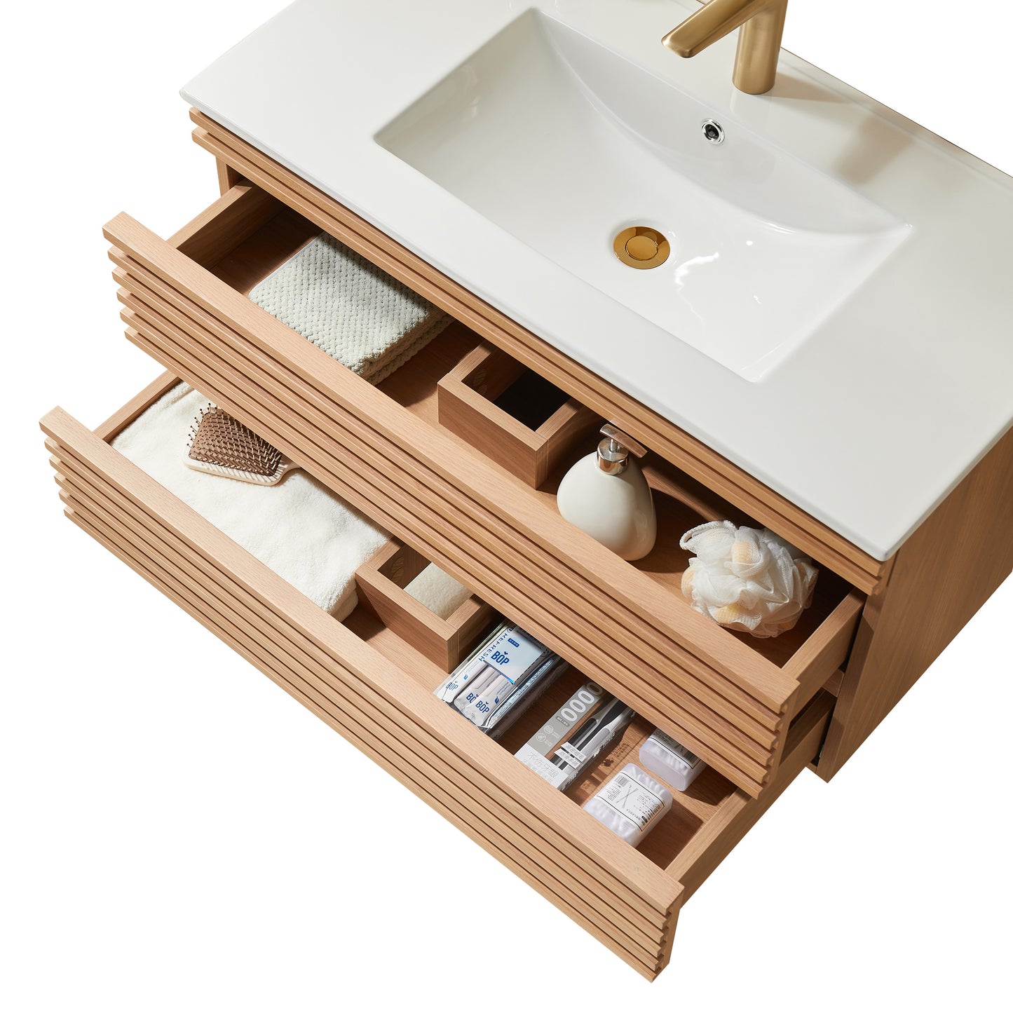Pre-Assembled 36" Wall Mounted & Floating Single Vanity Cabinet with Ceramic Top (Old SKU W1826P308971) image 12