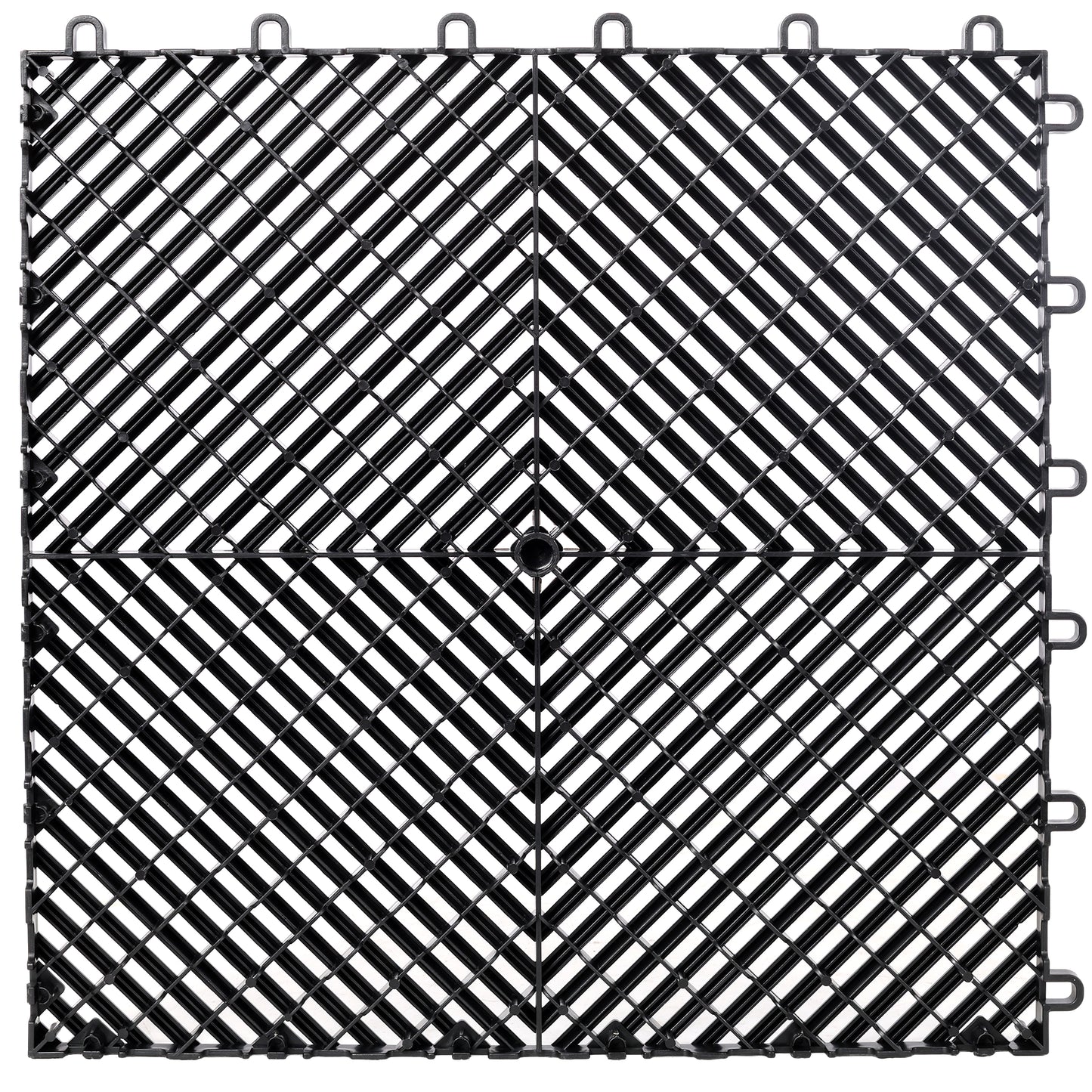 25pcs Plastic Garage Floor Mats,15.6"x15.6" Size,Non-Slip Interlocking Plastic Garage Floor Mat,Splicing Drainage Floor Tile and Shower Mat, for Garage, Garden, Kitchen & Outdoor, Black image 2
