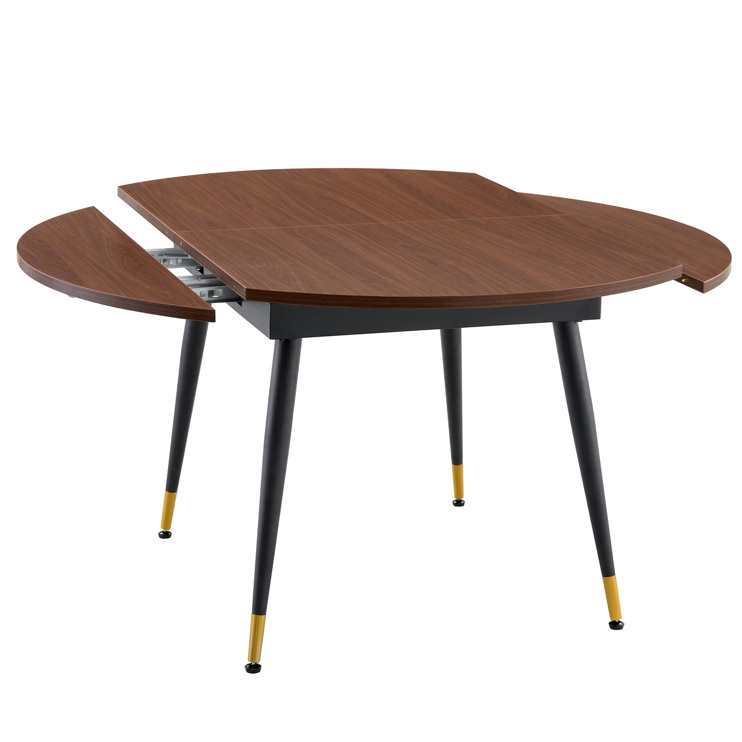 With a clever retractable mechanism, the Walnut Grain MDF table top and black metal legs and has a smooth and delicate surface.The unique look creates the sleek silhouette of a modern home. image 12