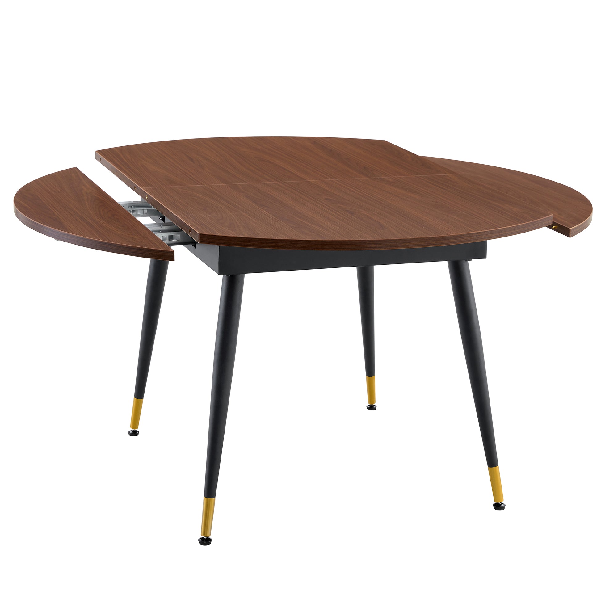 With a clever retractable mechanism, the Walnut Grain MDF table top and black metal legs and has a smooth and delicate surface.The unique look creates the sleek silhouette of a modern home. image 12
