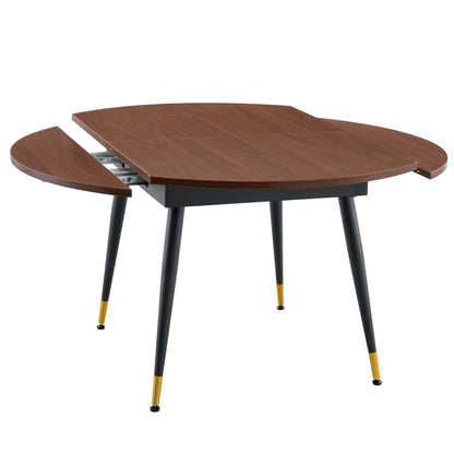 With a clever retractable mechanism, the Walnut Grain MDF table top and black metal legs and has a smooth and delicate surface.The unique look creates the sleek silhouette of a modern home. image 12